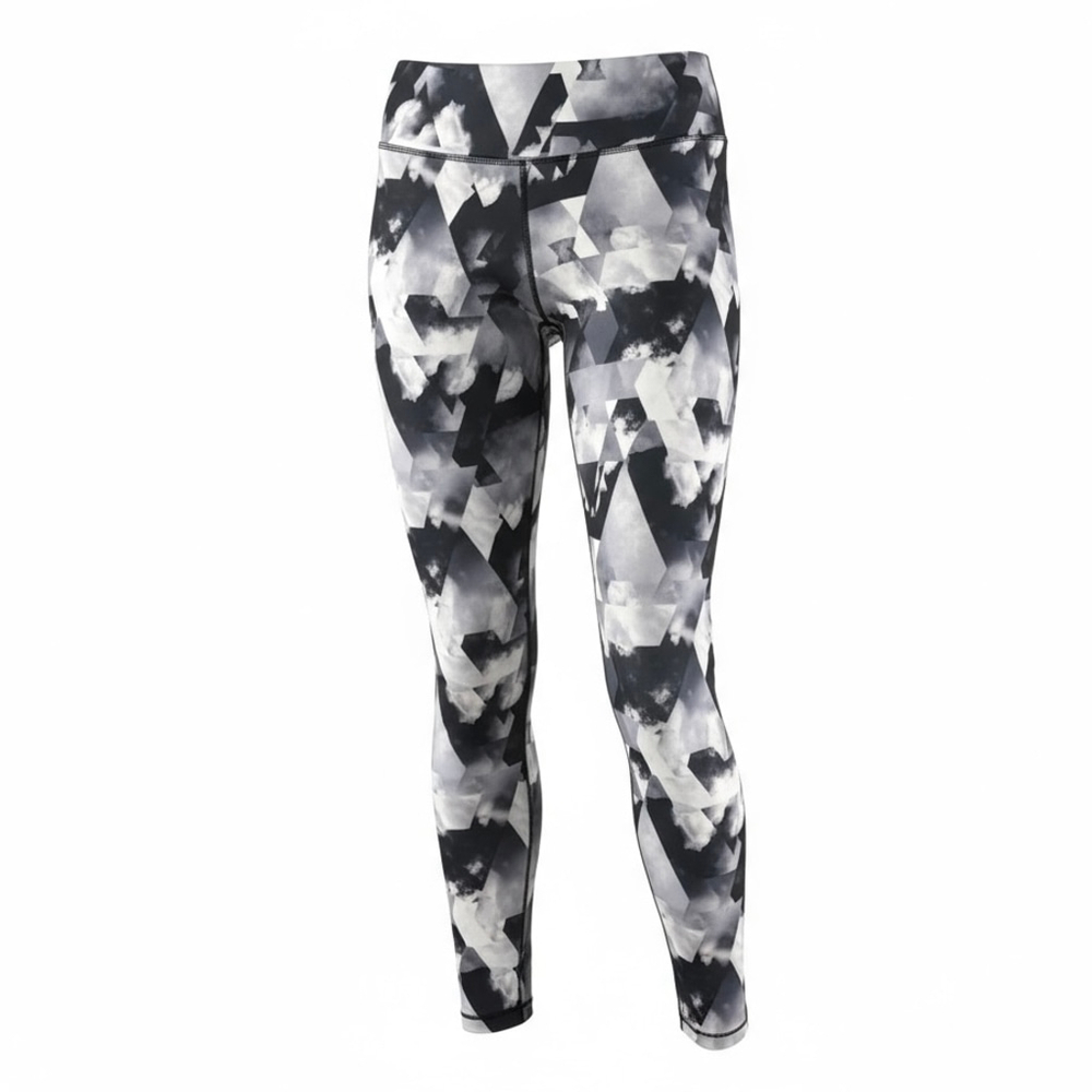 Adidas Climalite Grey Geometric Cloud Mid Rise Leggings Tights Pants Size MEDIUM
